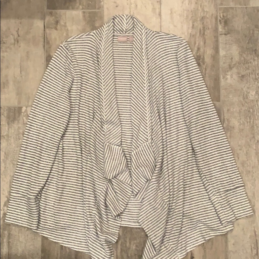 Chico’s Draped Front Striped Cardigan